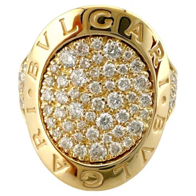 Pre-owned Bulgari Bvlgari Bvlgari Pave Diamond Circle Signature Ring In 18k Yellow Gold
