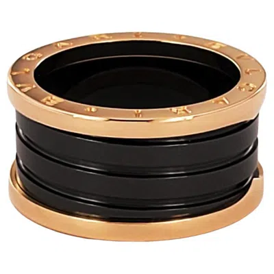 Pre-owned Bulgari Bvlgari B.zero 1 18k Rose Gold Spiral Black Ceramic Ring In Red