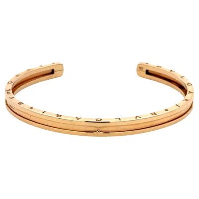 Pre-owned Bulgari Bvlgari Bzero 18 Karat Rose Gold Cuff Bangle Bracelet New Box & Papers In Red