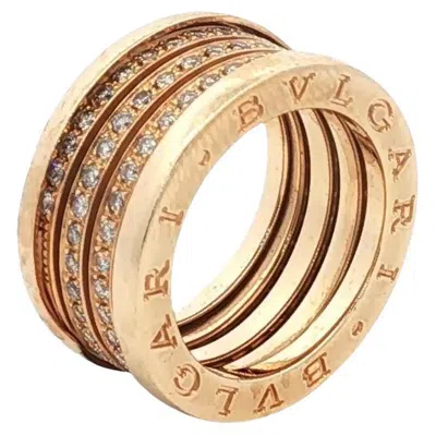 Pre-owned Bulgari Bvlgari B-zero Three Row Diamond 18 Karat Yellow Gold Band Ring Size 52 (us 6)