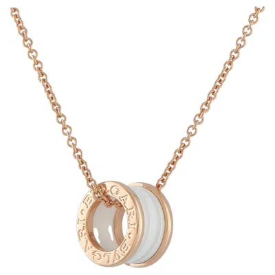 Pre-owned Bulgari Bvlgari B.zero1 18k Rose Gold White Ceramic Necklace Bv02-031326