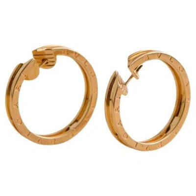 Pre-owned Bulgari Bvlgari B.zero1 18k Rose Large Rose Gold Hoop Earring In Red