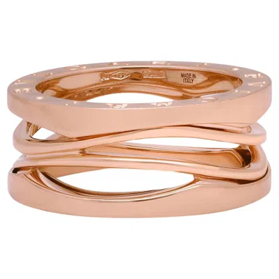 Pre-owned Bulgari Bvlgari B.zero1 Design Legend Three Band Ring 18k Rose Gold Size 54 Us 6.75 In Red