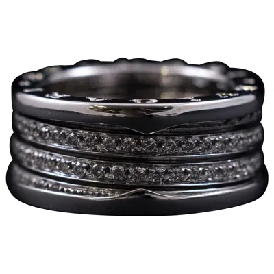 Pre-owned Bulgari Bvlgari B.zero1 Diamond 18k White Gold Four-band Ring