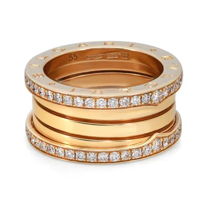 Pre-owned Bulgari Bvlgari B.zero1 Diamond Band Ring 18k Yellow Gold Size 55 Us 7