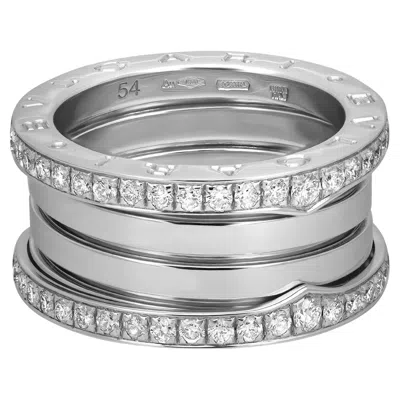 Pre-owned Bulgari Bvlgari B.zero1 Diamond Four Band Ring 18k White Gold Size 54 Us 6.75