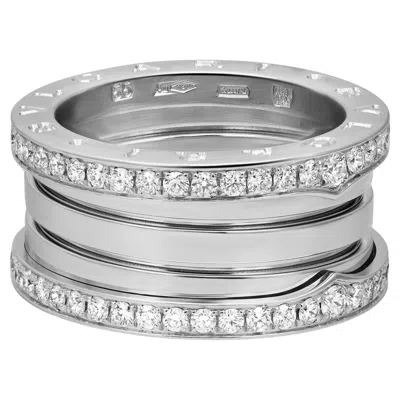 Pre-owned Bulgari Bvlgari B.zero1 Diamond Four Band Ring 18k White Gold Size 55 Us 7