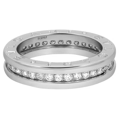 Pre-owned Bulgari Bvlgari B.zero1 Diamond One Band Ring 18k White Gold Size 52 Us 6