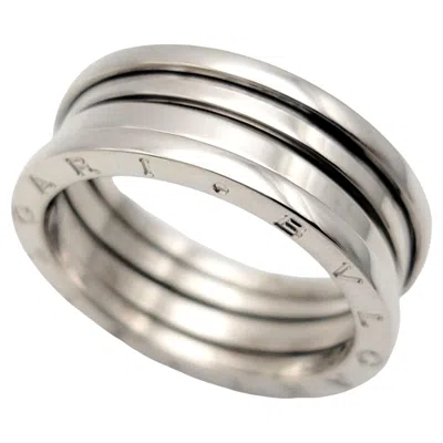 Pre-owned Bulgari Bvlgari B.zero1 Logo Etched Three-band Wide Modern Band Ring 18 Karat White Gold