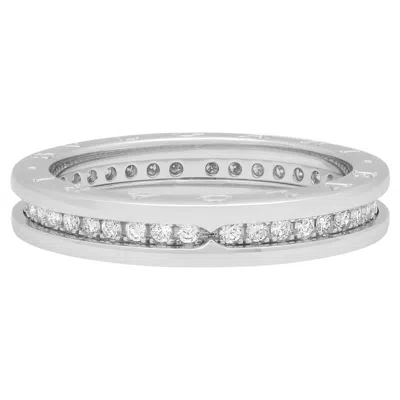Pre-owned Bulgari Bvlgari B.zero1 One Band Pave Diamond Ring 18k White Gold 0.60ctw Us 11.25