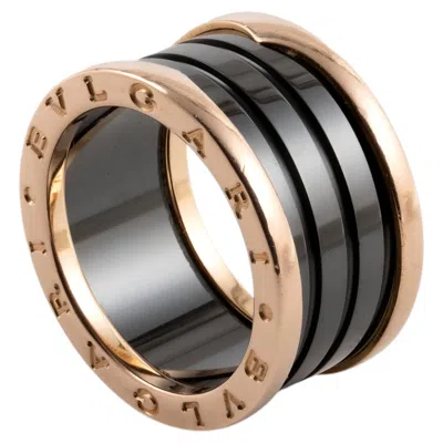 Pre-owned Bulgari Bvlgari — B.zero1 Ring, Black Ceramic And 18-carat Rose Gold (four-band) In Red