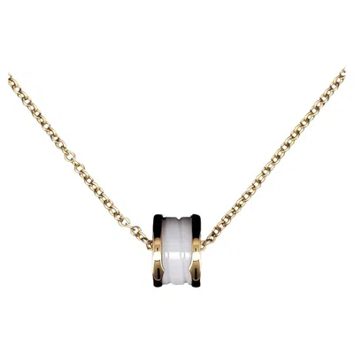 Pre-owned Bulgari Bvlgari B.zero1 White Ceramic 18k Rose Gold Pendant Necklace