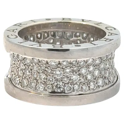 Pre-owned Bulgari Bvlgari B.zero1 White Gold Pave' Diamond Ring Size 6
