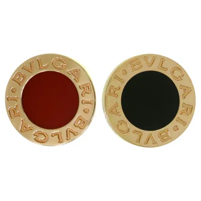 Pre-owned Bulgari Bvlgari Carnelian Onyx 18k Rose Gold Earrings Papers In Red