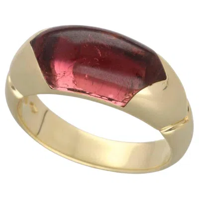 Pre-owned Bulgari Bvlgari Celtaura Pink Tourmaline 18k Yellow Gold Ring Us 6