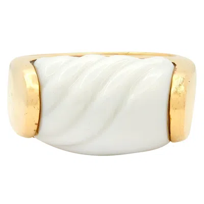 Pre-owned Bulgari Bvlgari Ceramic 18 Karat Yellow Gold Vintage Chandra Ring