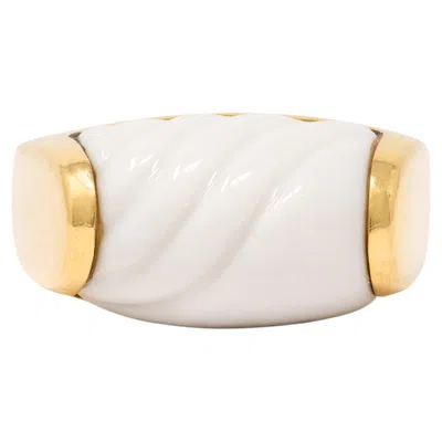 Pre-owned Bulgari Bvlgari Ceramic 18 Karat Yellow Gold Vintage Chandra Ring