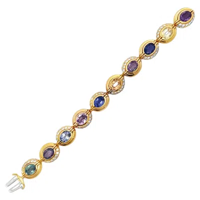 Pre-owned Bulgari Bvlgari Certified Natural Multi Color Sapphire And Diamond Bracelet In Blue