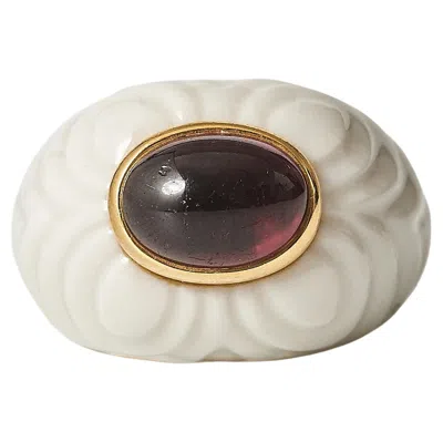 Pre-owned Bulgari Bvlgari Chandra Porcelain Rubellite Ring, Circa 1990. In Multi