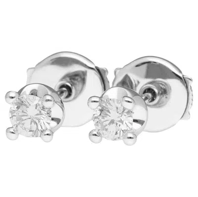 Pre-owned Bulgari Bvlgari Corona Diamond 0.20ct / 0.20ct 18k White Gold Studs Earrings