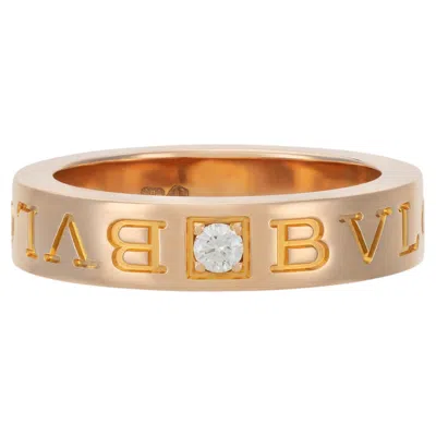Pre-owned Bulgari (bvlgari) Diamond 18 Kt Rose Gold Band Ring In Red
