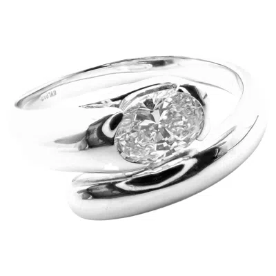 Pre-owned Bulgari Bvlgari Diamond Bypass White Gold Band Ring