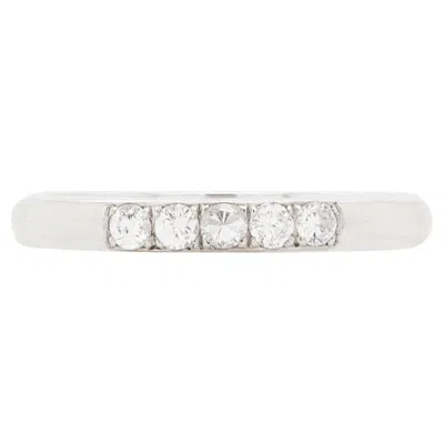 Pre-owned Bulgari Bvlgari Diamond Five-stone And Platinum Thin Wedding Band Ring In Multi