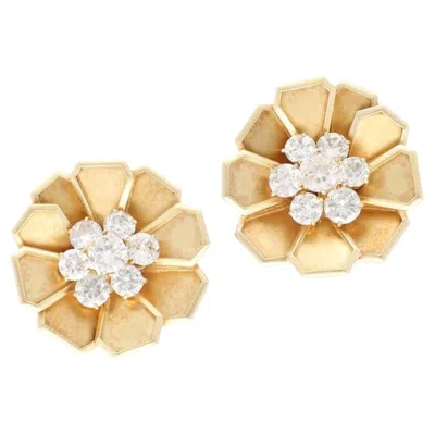 Pre-owned Bulgari Bvlgari Diamond Floral Ear Clips In Multi