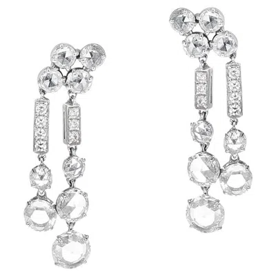 Pre-owned Bulgari Bvlgari Diamond Rose Cut Dangling Earrings, 18k In Red
