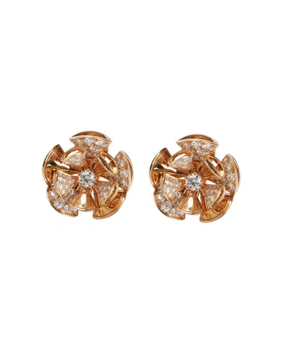 Bulgari Bvlgari Divas' Dream En Tremblant Flower Earrings In 18k Rose Gold, 2.6 Ctw In Silver