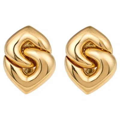 Pre-owned Bulgari Bvlgari Doppio Cuore 18k Gold Earclips, Circa 1980s In Multiple