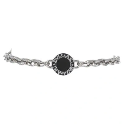 Pre-owned Bulgari Bvlgari Elements Onyx Station Bracelet 7 1/2" White Gold 18k Cable Chain