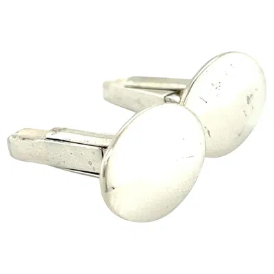 Pre-owned Bulgari Bvlgari Estate Engraveable Mens Cufflinks Sterling Silver In Multi