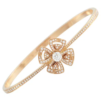 Pre-owned Bulgari Bvlgari Fiorever 18k Rose Gold Diamond Bangle Bracelet Size Small #5206 In Red