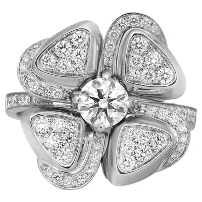Pre-owned Bulgari Bvlgari Fiorever Diamond Ring 18k White Gold 1.01cttw Size 55 Us 7