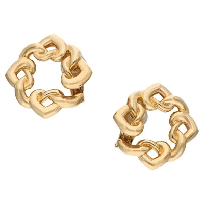 Pre-owned Bulgari Bvlgari Gold Heart Hoop Ear Clips In Multi