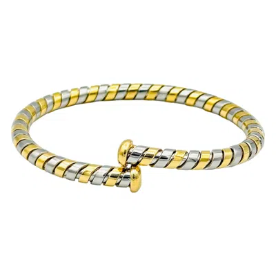 Pre-owned Bulgari Bvlgari Gold Tubogas Bangle In Multi