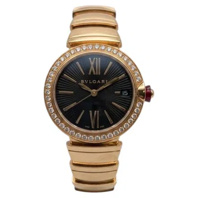 Pre-owned Bulgari Bvlgari Lvcea 18k Rose Gold Diamond Bezel Automatic Watch In Red