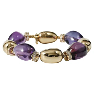 Pre-owned Bulgari Bvlgari Mediterranean Eden Sassi Amethyst Diamond Gold Bracelet, Italy In Purple