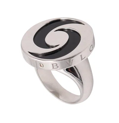 Pre-owned Bulgari Bvlgari Milano Spiner Op-art Cocktail Ring In 18kt White Gold With Onyx