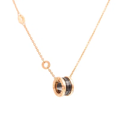 Pre-owned Bulgari Bvlgari Modernist B-zero1 Ceramic Pendant Necklace Chain In 18kt Pink Gold