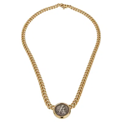 Pre-owned Bulgari Bvlgari Monete 18k Yellow Gold Ancient Greek Coin Pendant Necklace