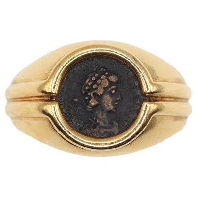 Pre-owned Bulgari Bvlgari Monete Vintage 18k Yellow Gold Ancient Coin Ring, 20th Century Design