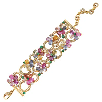 Pre-owned Bulgari Bvlgari Multicolor Sapphire And Emerald Bracelet In Green