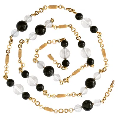 Pre-owned Bulgari Bvlgari Onyx And Crystal Long Necklace In Black