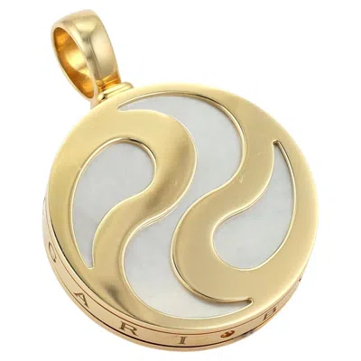 Pre-owned Bulgari Bvlgari Optical Illusion Mother-of-pearl 18k Gold & Steel Round Spinner Pendant In Multiple