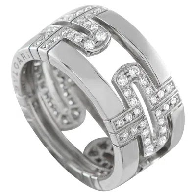 Pre-owned Bulgari Bvlgari Parentesi 18k White Gold 0.72ct Diamond Ring Bv10-012226