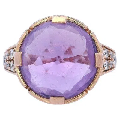 Pre-owned Bulgari Bvlgari Parentesi Cocktail Ring In 18kt Gold With Amethyst And Diamonds In Purple