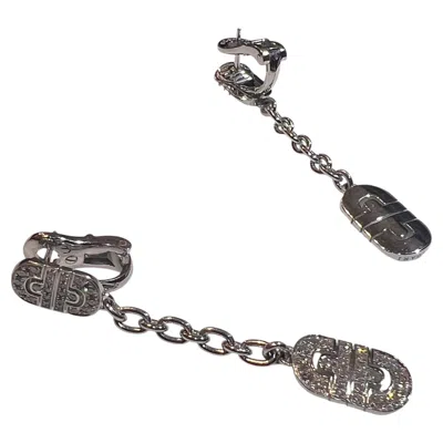Pre-owned Bulgari Bvlgari Parentesi Diamond 18k White Gold Dangle Earrings