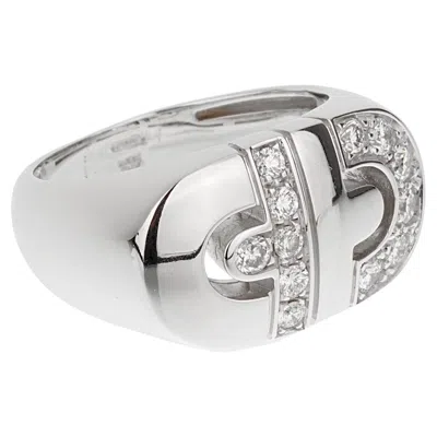 Pre-owned Bulgari Bvlgari Parentesi Diamond 18k White Gold Ring Sz 4 1/2